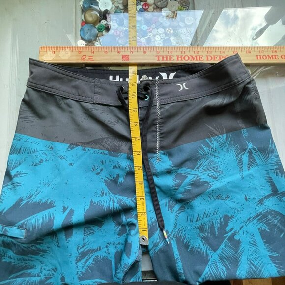 Hurley Phantom Board Shorts Mens 28 Palm Tree Beach Surf Swim Trunks Blue Gray - Picture 4 of 6